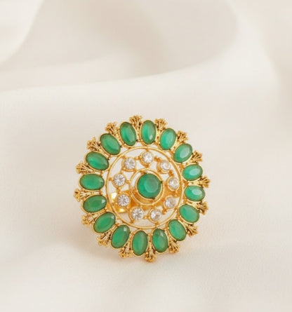 Gold tone White-emerald Finger Ring-dj16948