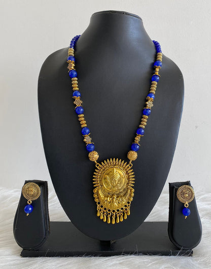 Antique gold tone Blue Agate Ma-Durga Necklace Set DJ18053