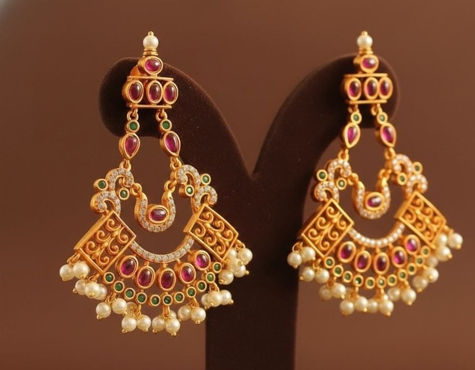 Matte Finish Ruby-emerald Gutta pusalu Bali Earrings -dj14478