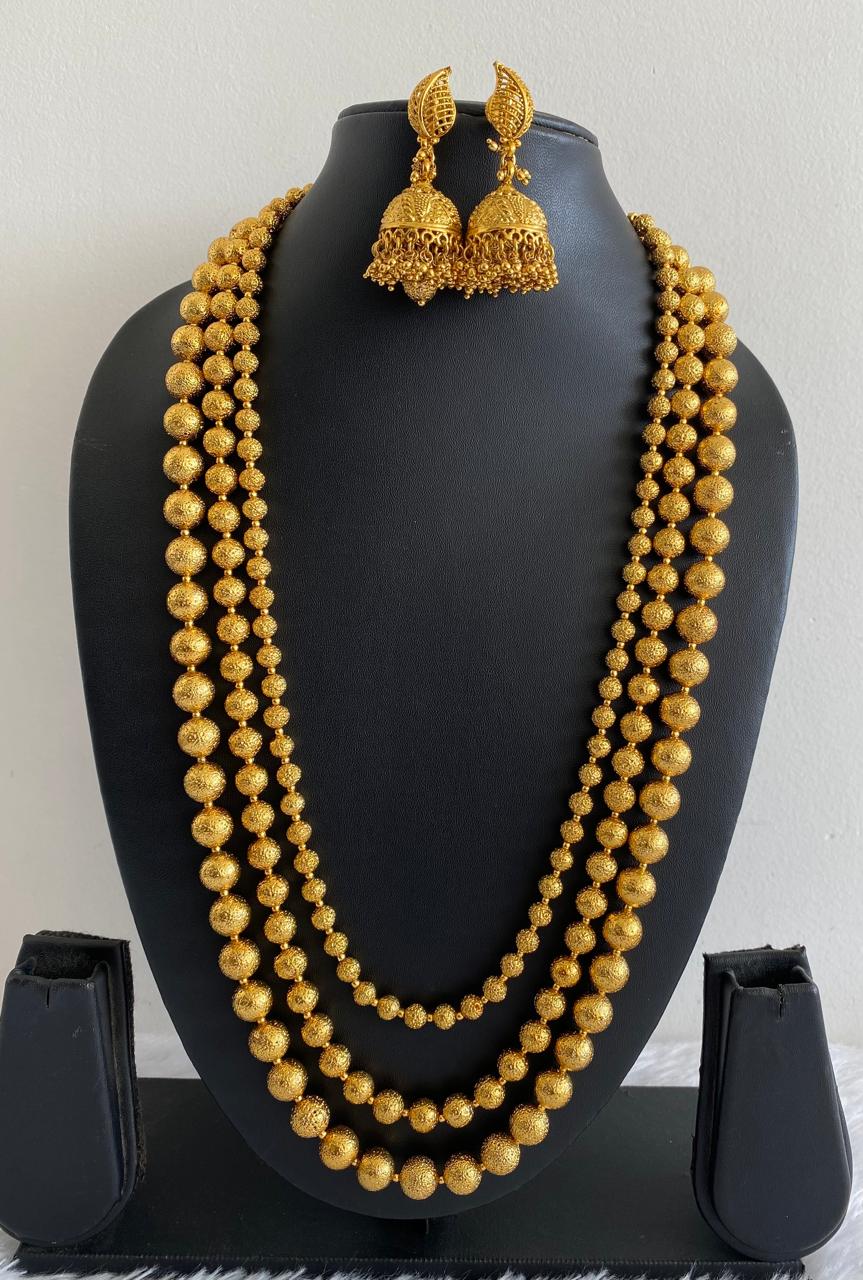 Antique Gold Tone beaded Multilayer Haar Set -dj16237