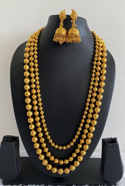 Antique Gold Tone beaded Multilayer Haar Set -dj16237