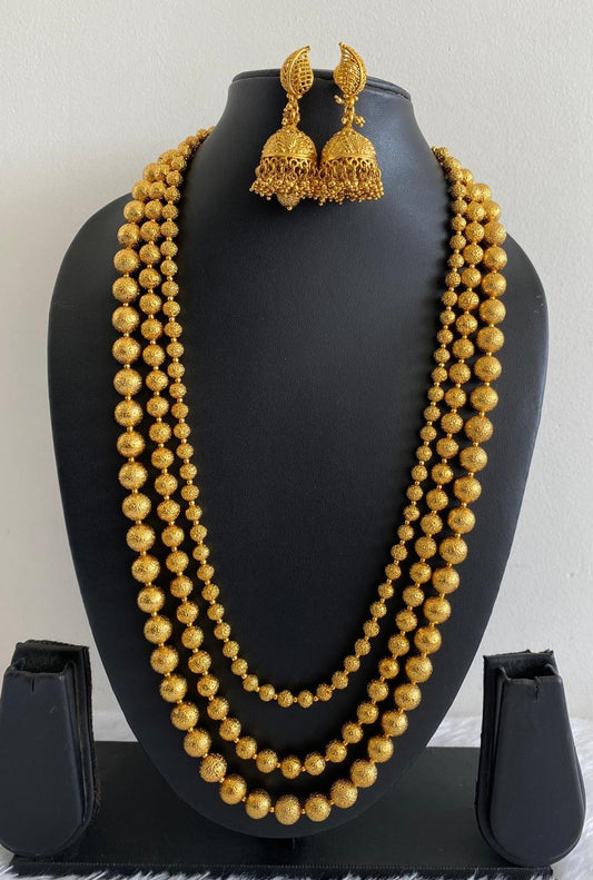 Antique Gold Tone beaded Multilayer Haar Set -dj16237
