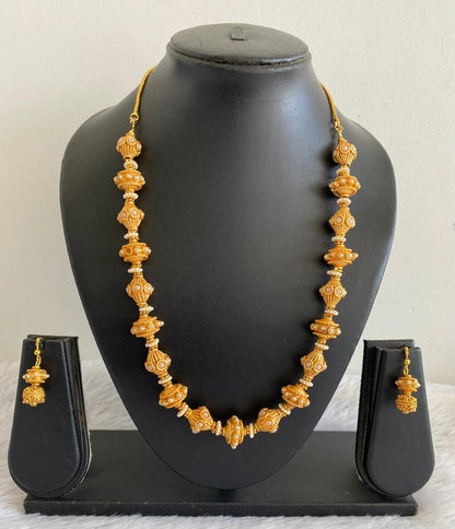 Awesome Matte Finish Handmade Pearl Designer Beads Necklace Set-dj07585