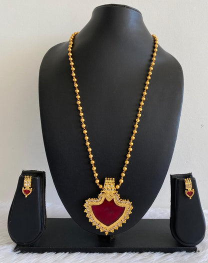 Gold Tone Red Palakka Chain Set DJ26508