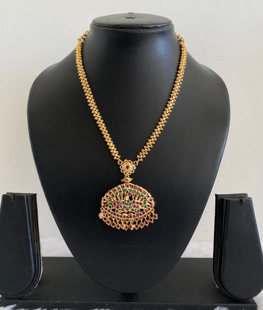 Gold Tone Ruby-emerald Peacock Necklace/Chain DJ27556