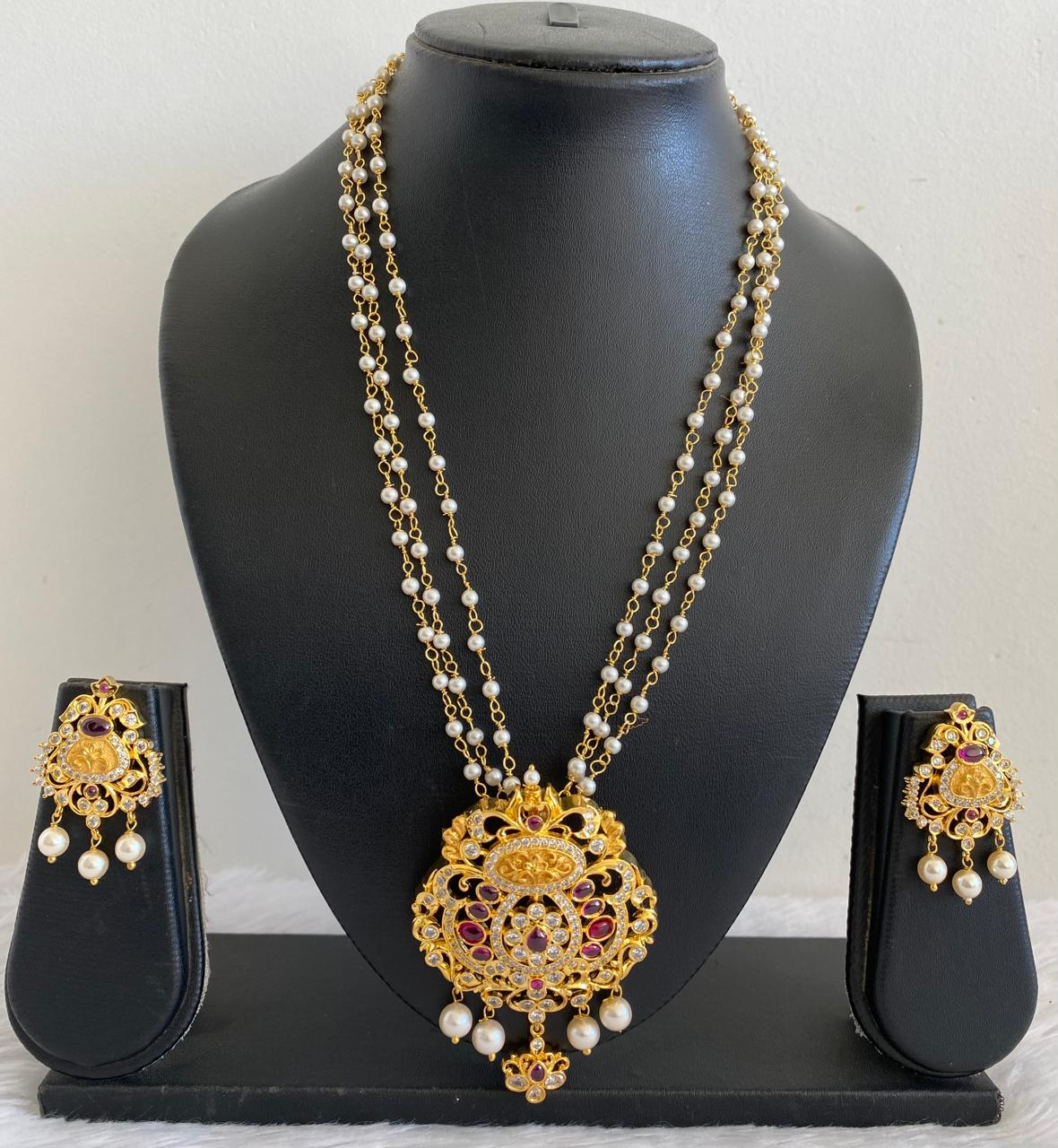 Gold tone Kemp Pearl chain/necklace Set DJ22821