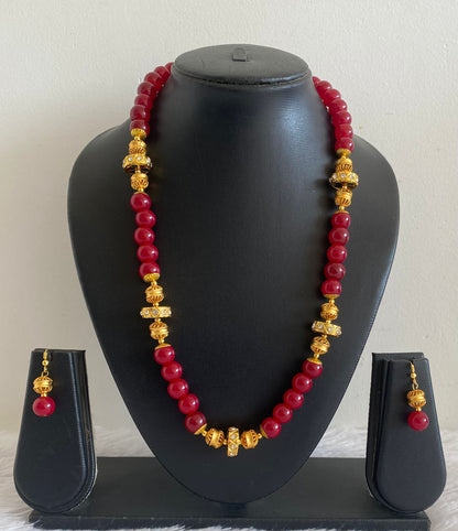 Lovely Handmade Ruby Meenakari Bead Necklace Set-dj04422