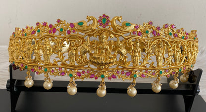 Gold tone Bridal Ruby-emerald Lakshmi Heavy Waist Belt dj-09913