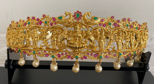 Gold tone Bridal Ruby-emerald Lakshmi Heavy Waist Belt dj-09913