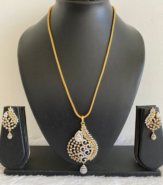 Two tone Cz Necklace Set-dj05173