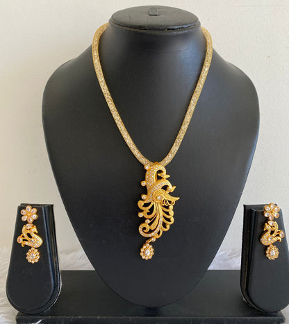 Matte Finish cz peacock necklace set-dj08912