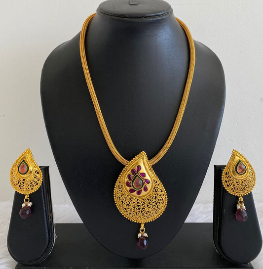 Antique gold tone Purple Mango Necklace Set-dj13559