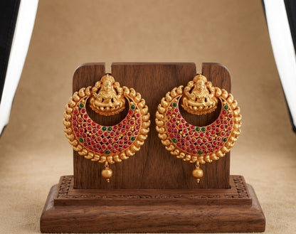 Antique Kemp-green bali Lakshmi earrings dj-04320