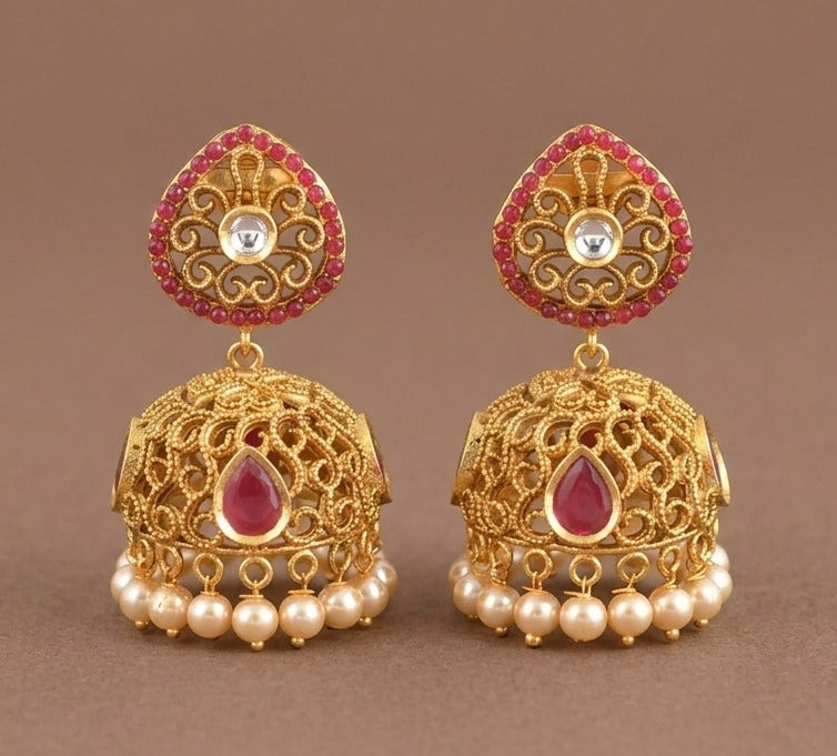 Matte finish trendy pink earrings dj-01555