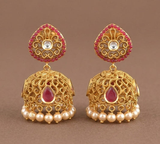 Matte finish trendy pink earrings dj-01555