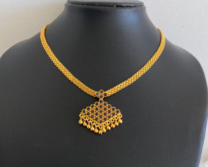 Gold tone black pathakkam necklace dj-43057
