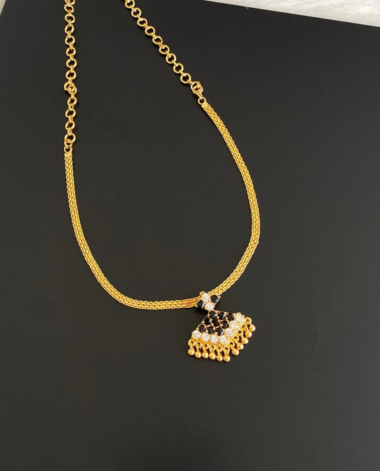 Gold tone traditional black and white AD pathakkam necklace dj-34138