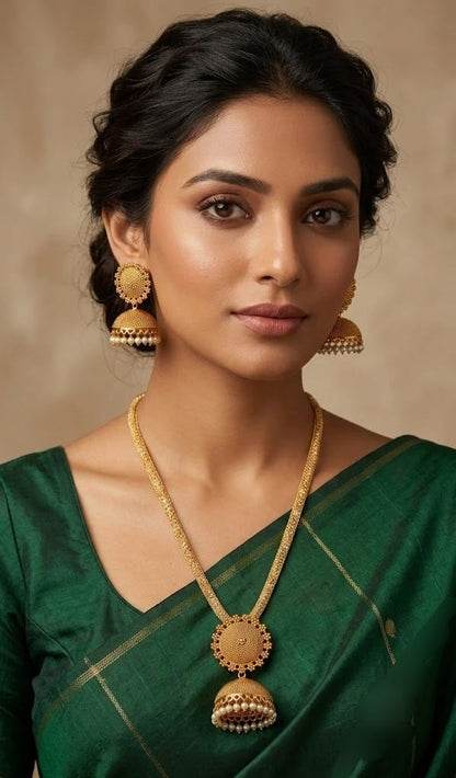 Antique gold tone Jhumkka Pendant Necklace Set dj-03676