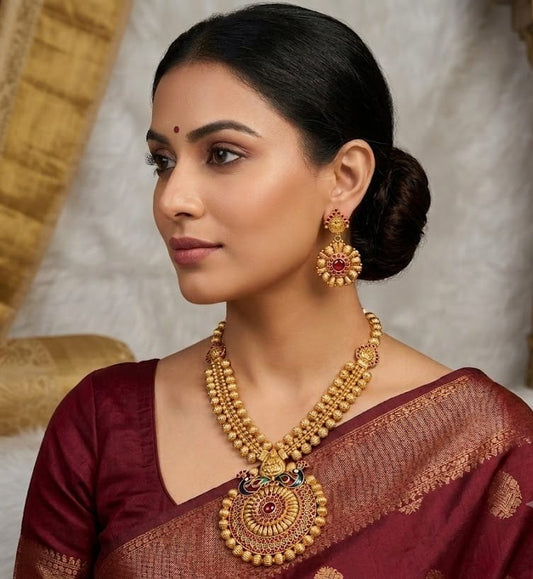 Antique gold tone kemp peacock long haar set dj-03493
