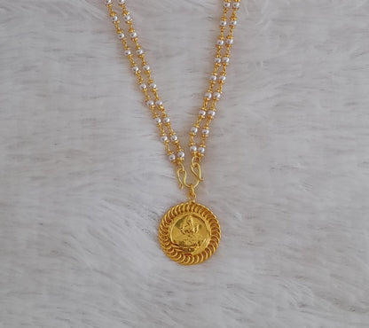 Gold tone pearl double layer chain with Lakshmi pendant dj-41902