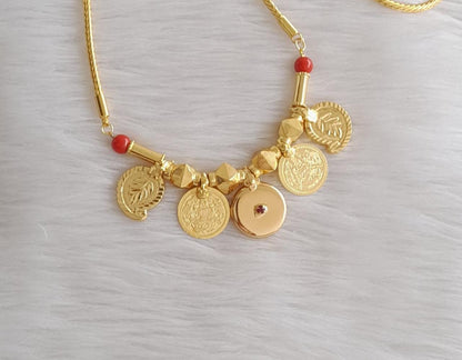 Gold tone coral bead mango lakshmi coin bottu mangalyam dj-43529