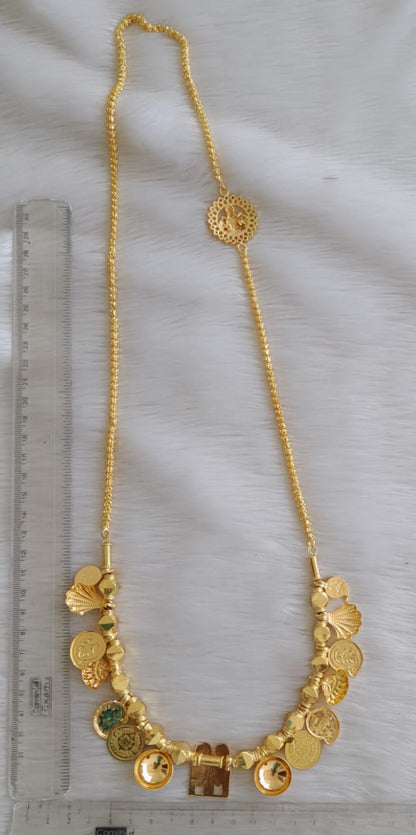 Gold tone ruby-white mango Lakshmi coin swan Sokkar-Meenakshi mangalyam with mugappu chain dj-42489