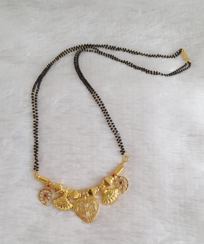 Gold tone 24 inches karimani chain with pink-white stone mango cross mangalyam dj-49666
