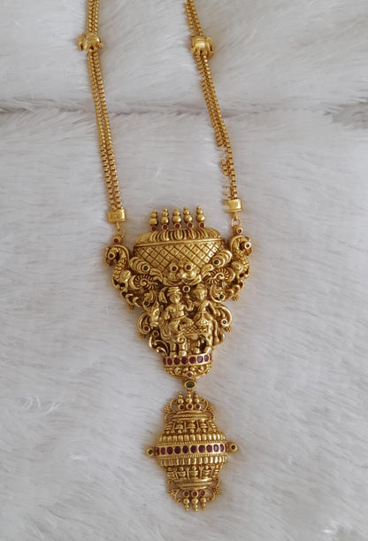 Antique gold tone kemp-green uma-maheshwar temple pendant elephant haar dj-50500