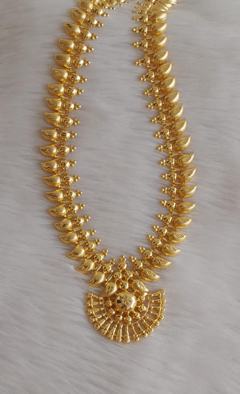 Gold tone kerala style mango  haar dj-35610