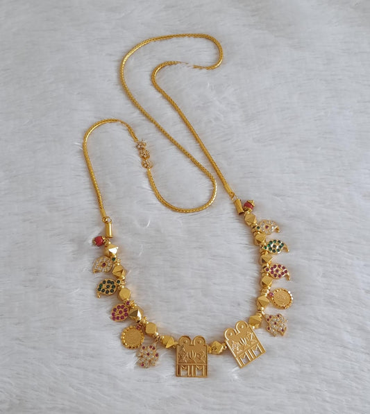 Gold tone 24 inches cz flower mugappu chain with Thirumal Nama-shanku-chakra mangalyam dj-50013
