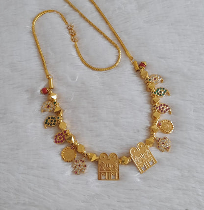 Gold tone 24 inches cz flower mugappu chain with Thirumal Nama-shanku-chakra mangalyam dj-50013