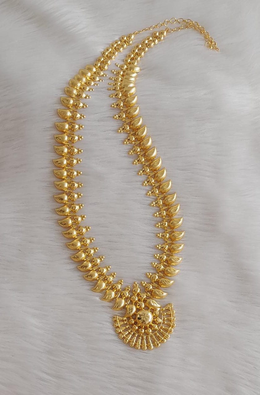 Gold tone kerala style mango  haar dj-35610