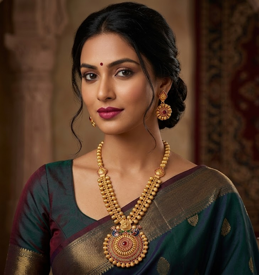 Antique gold tone kemp peacock long haar set dj-03493