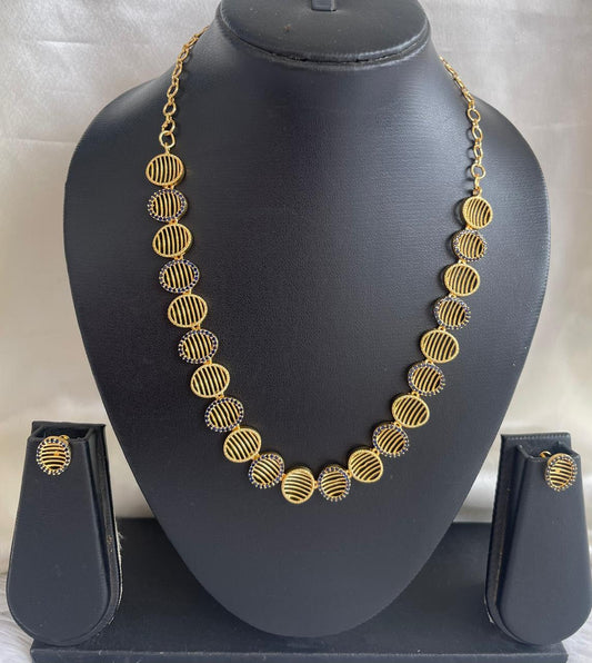 Gold tone cz blue oval necklace set dj-43095