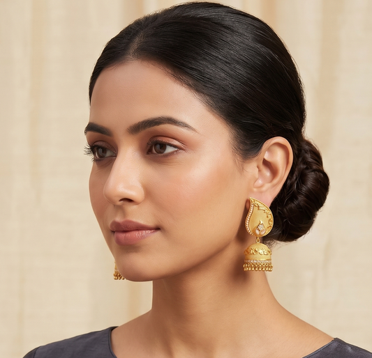 Matte finish white-pearl stone mango jhumkka dj-04138