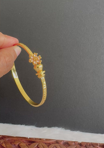 Gold tone flower openable kada/bangle(2.4) Dj-51665