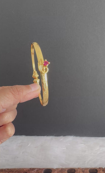 Gold tone ruby peacock openable kada/bangle(2.4) Dj-51667
