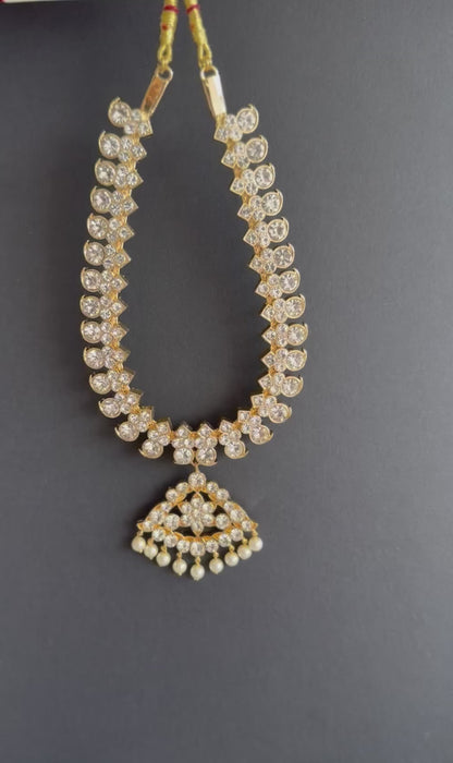 Gold tone precious kemp-green-white reversible mango necklace dj-51473