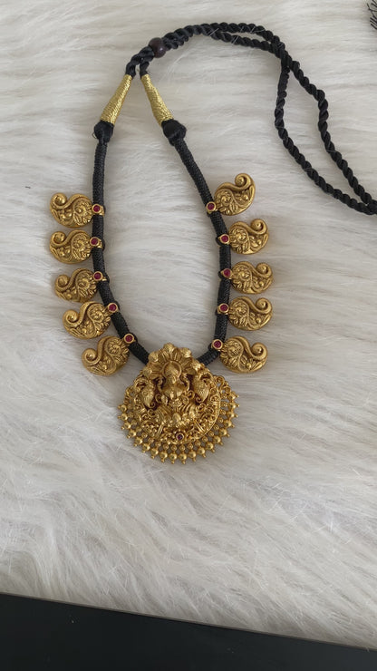 Matte finish mango black thread lakshmi necklace dj-54416