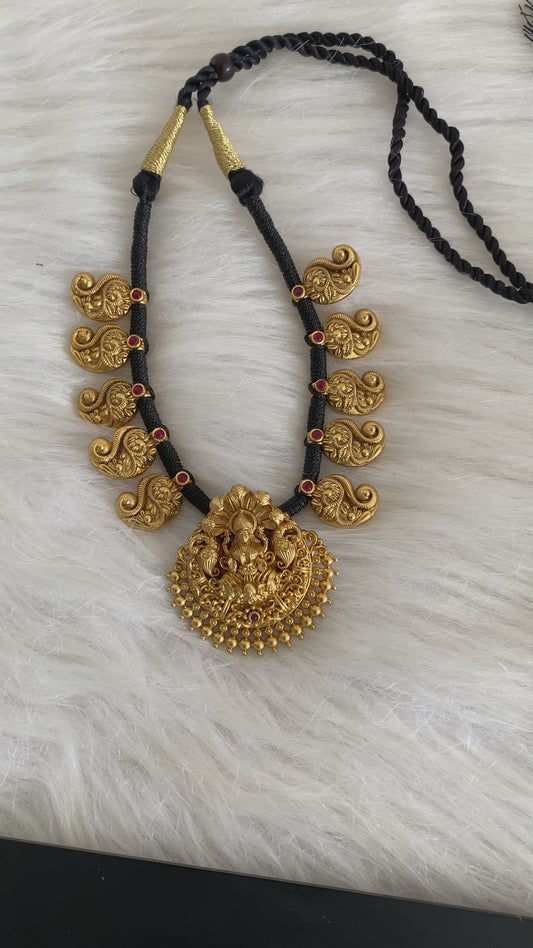 Matte finish mango black thread lakshmi necklace dj-54416