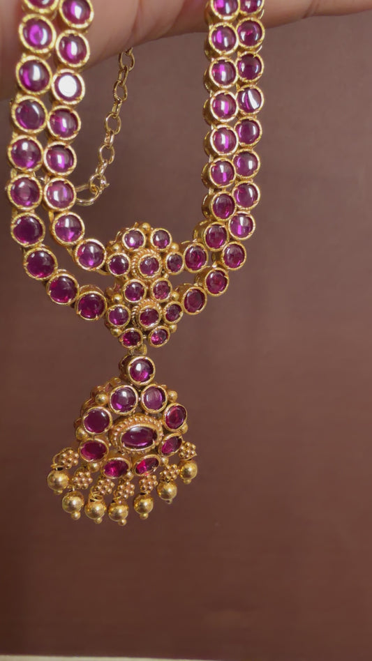 Matte finish kemp double layer attigai/necklace set dj-52717