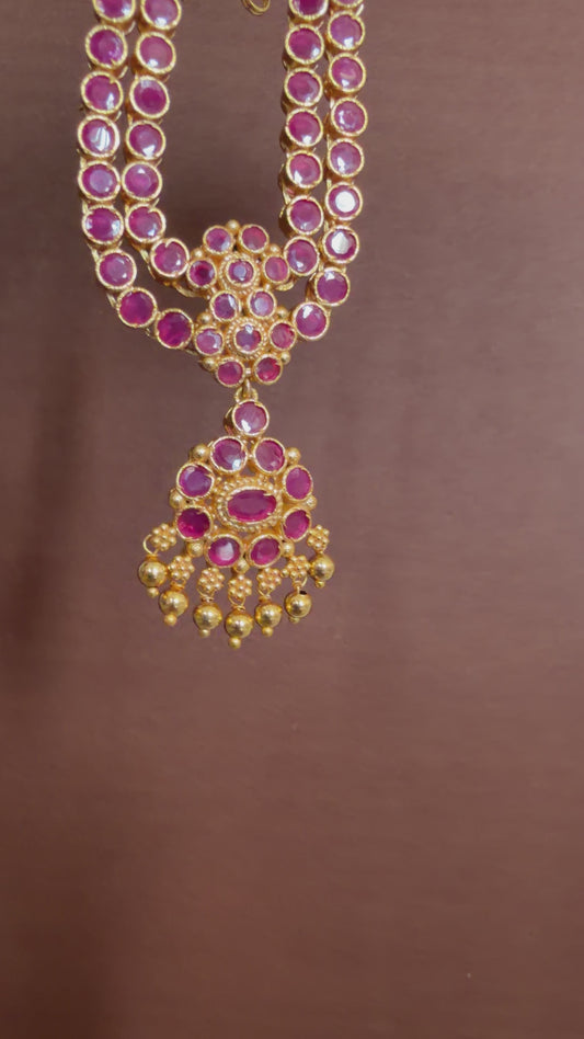 Matte finish ruby double layer attigai/necklace set dj-53182