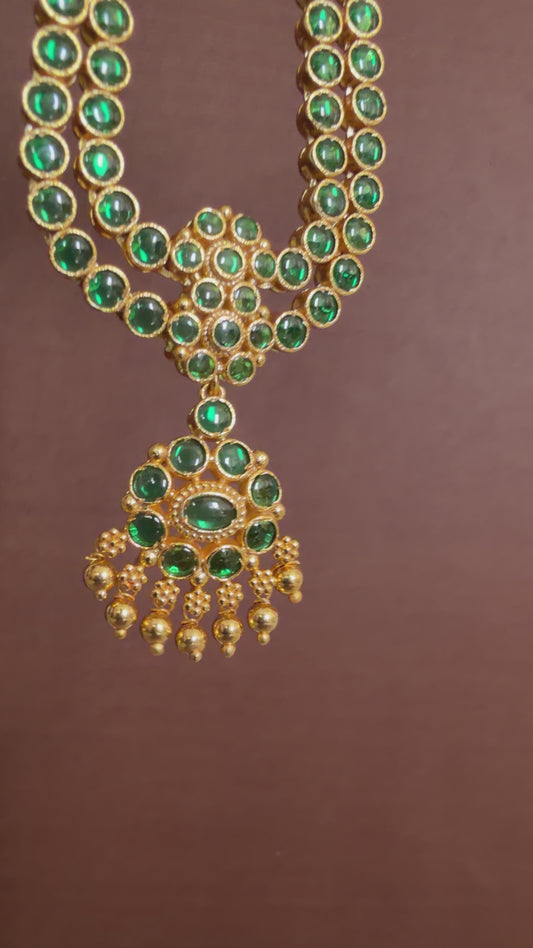 Matte finish green double layer attigai/necklace set dj-52719