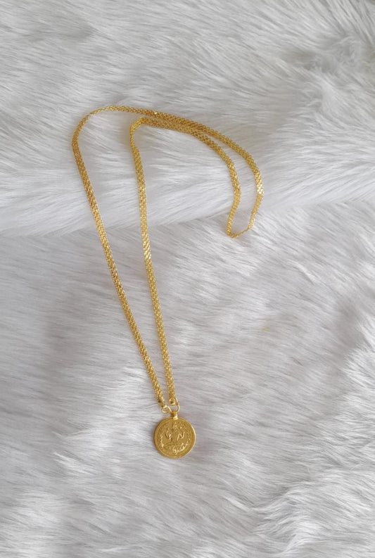 Gold tone Lakshmi coin pendant with chain dj-38723