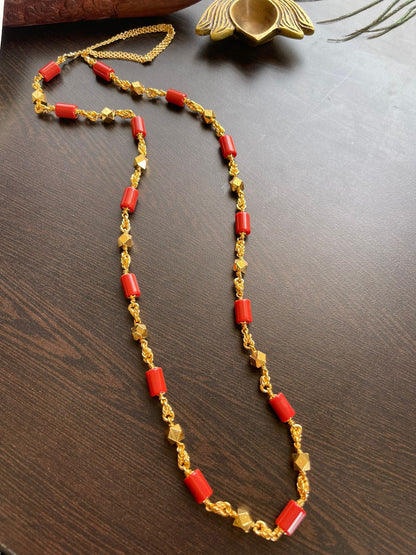 Gold tone coral 30 inches chain dj-35868