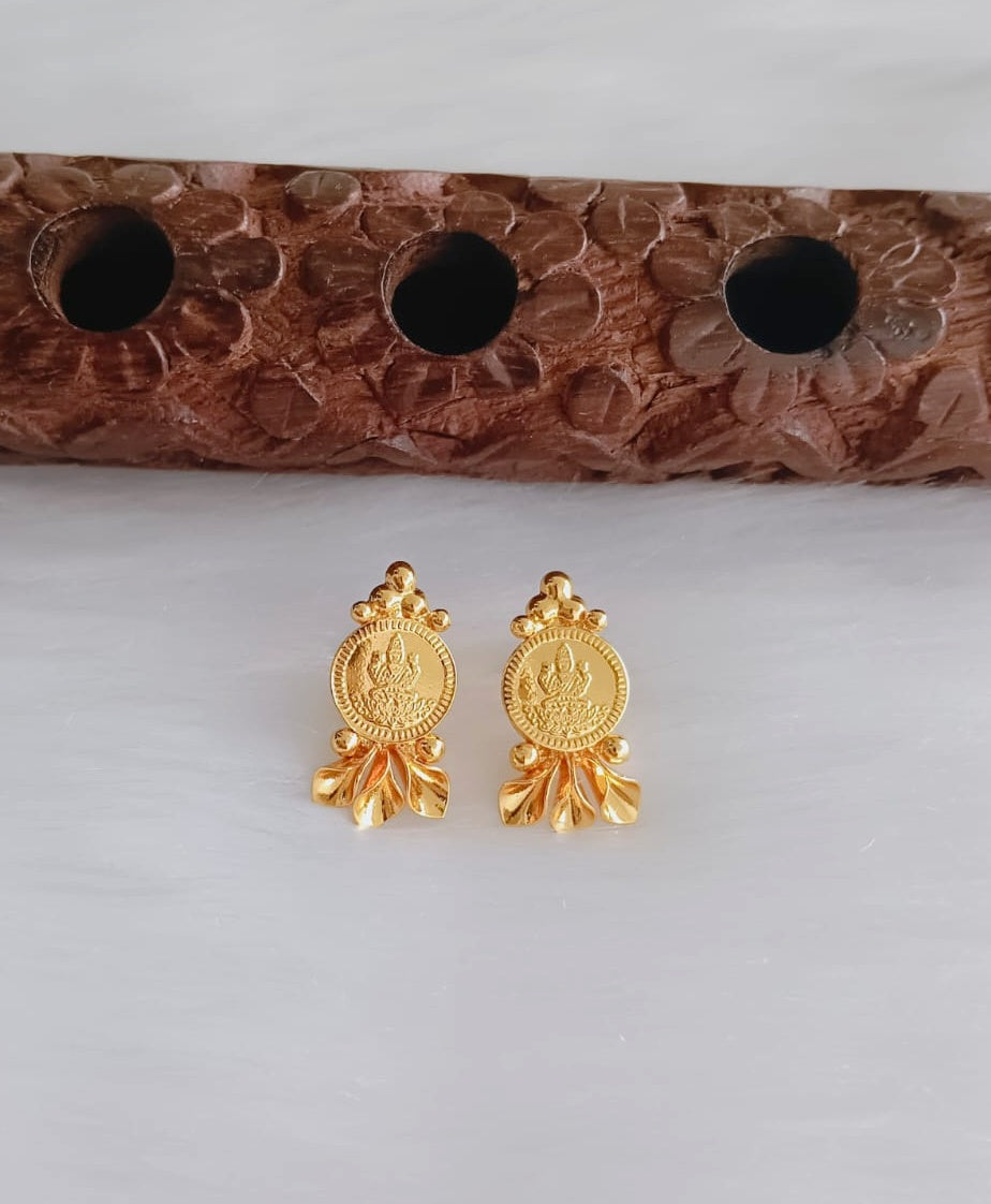 Gold tone Lakshmi coin south screw Earrings dj-38863