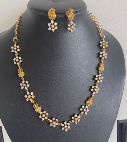 Matte finish white Nakshatra Lakshmi necklace set dj-40540