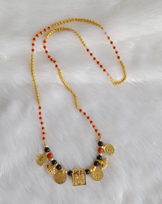 Gold tone Sokkar-Meenakshi black-coral beads mangalyam dj-38566