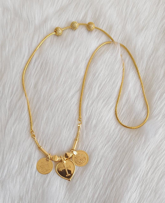 Gold tone white cross coin mangalyam with mugappu chain dj-39291