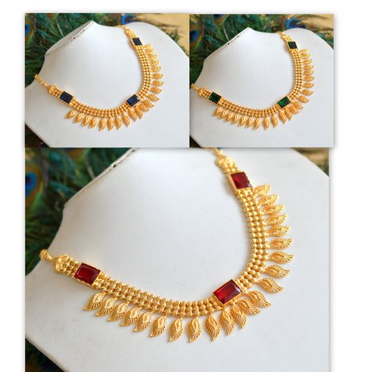 Gold tone Mango block stone Kerala style Necklace